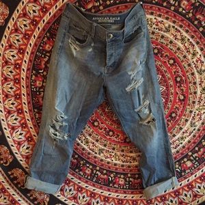 Distressed boyfriend jeans